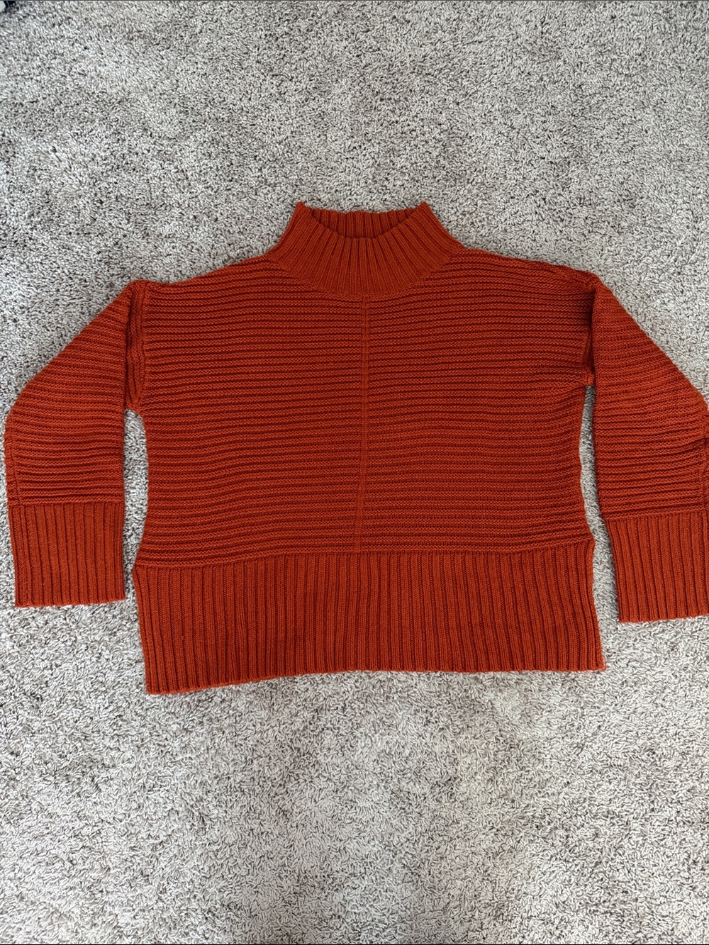 Topshop Rust Orange Ribbed Turtleneck Sweater